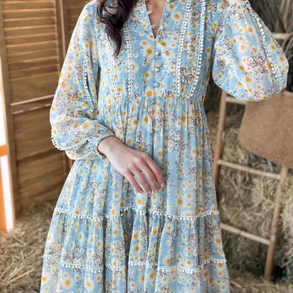 Audra Floral Lace Long Dress
